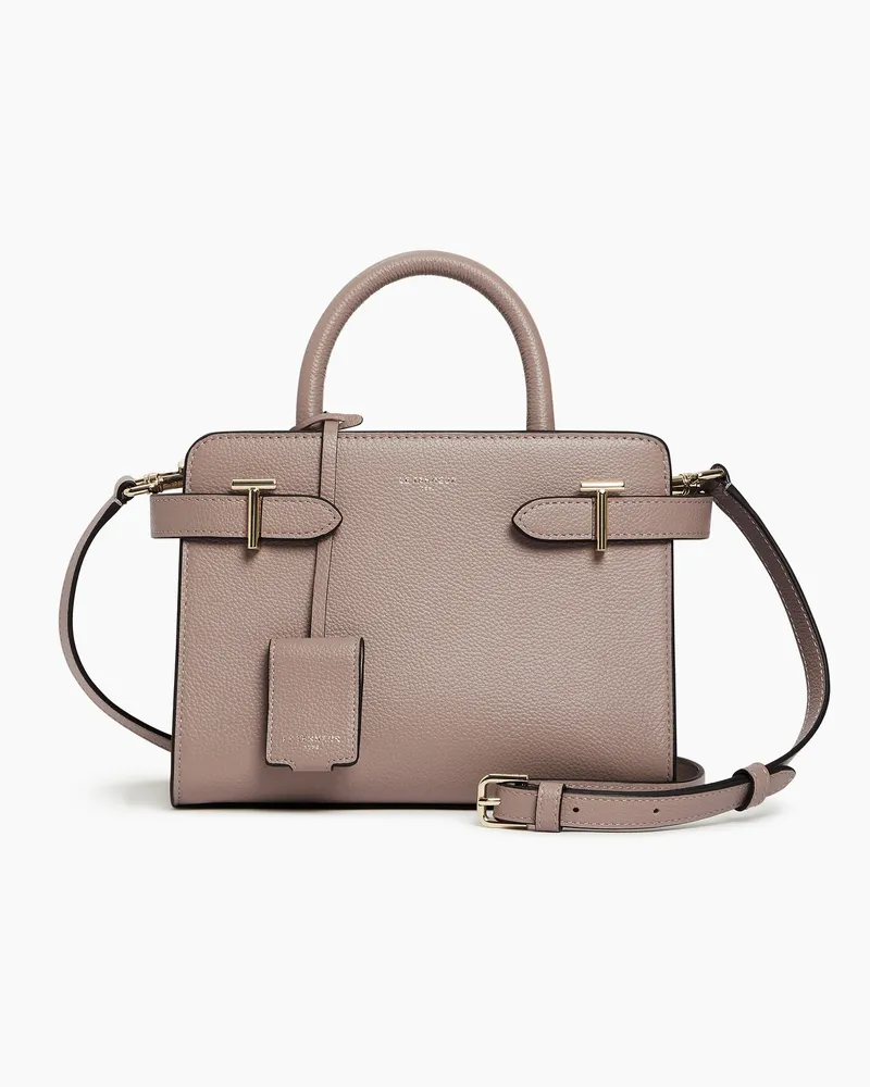 Le Tanneur Kleine Handtasche Emilie aus genarbtem Leder mit Trageriemen Fossilgrau