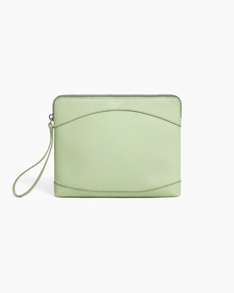 Le Tanneur Kleine Tasche aus genarbtem Leder mit Reißverschluss Green