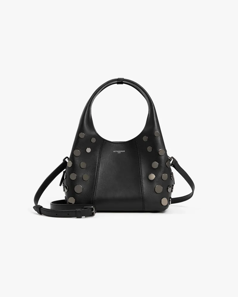 Le Tanneur Kleine Handtasche Juliette aus Glattleder mit Ziernieten Black