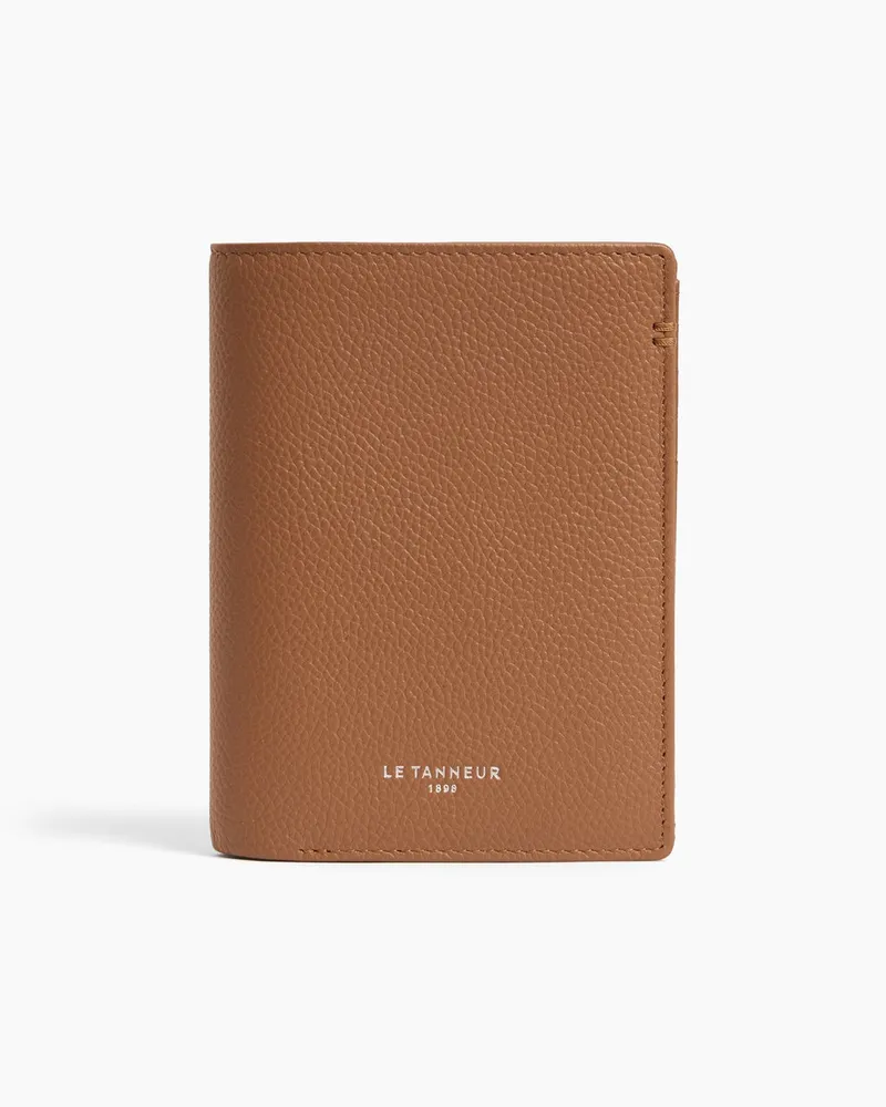 Le Tanneur Kleine Bifold-Brieftasche im Hochformat mit Reißverschluss Lucien aus genarbtem Leder Tan