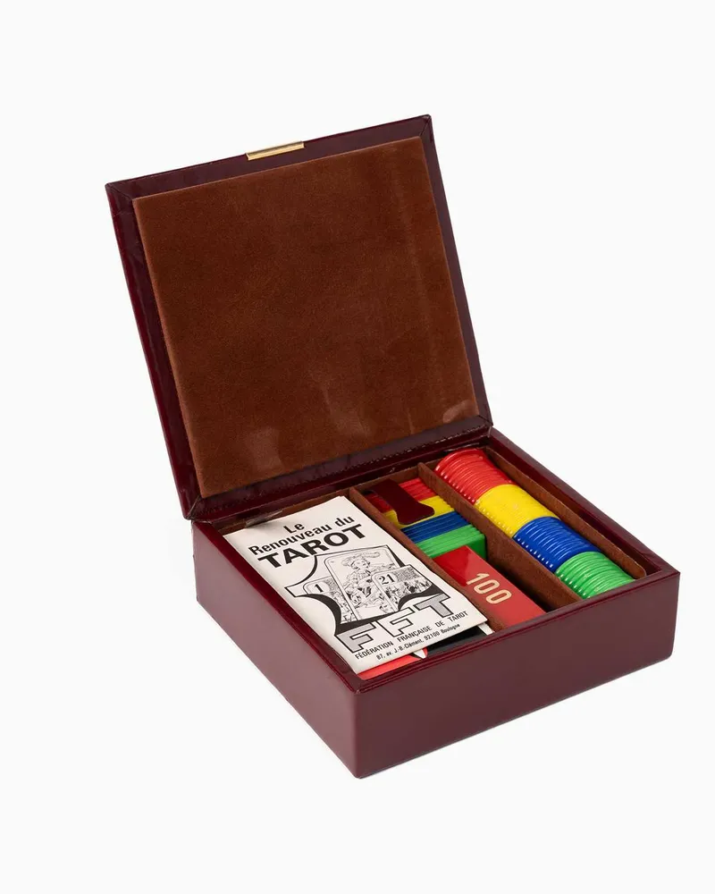 Le Tanneur Kleine Kartenspiel-Schatulle aus Leder Red