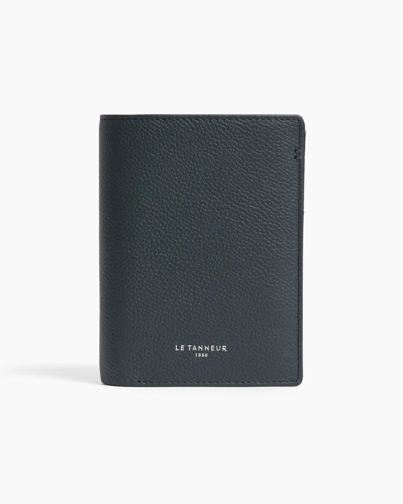 Le Tanneur Kleine Bifold-Brieftasche im Hochformat mit Reißverschluss Lucien aus genarbtem Leder Dämmerungsblau