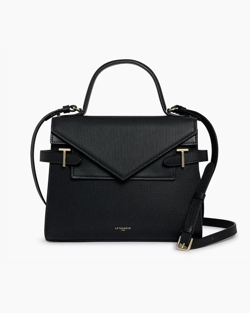 Le Tanneur Mittelgroße Handtasche Emilie aus T-Signaturleder mit Doppelklappe Black