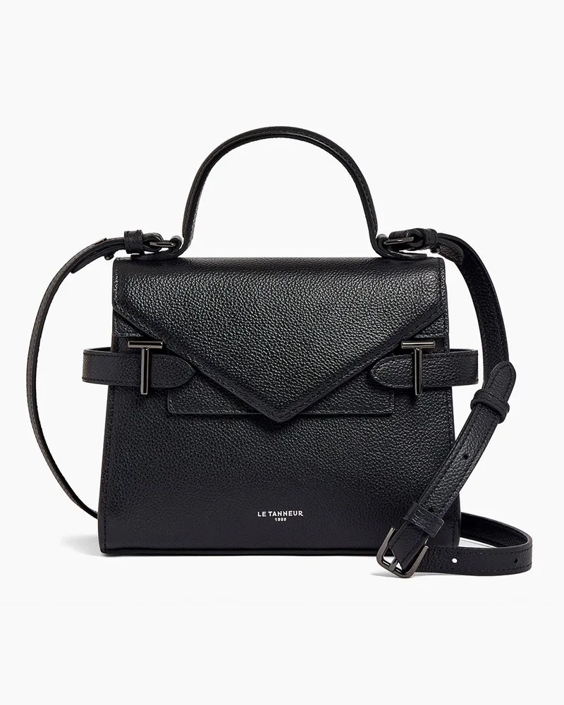 Le Tanneur Kleine Handtasche Emilie aus genarbtem Leder mit Doppelklappe Black