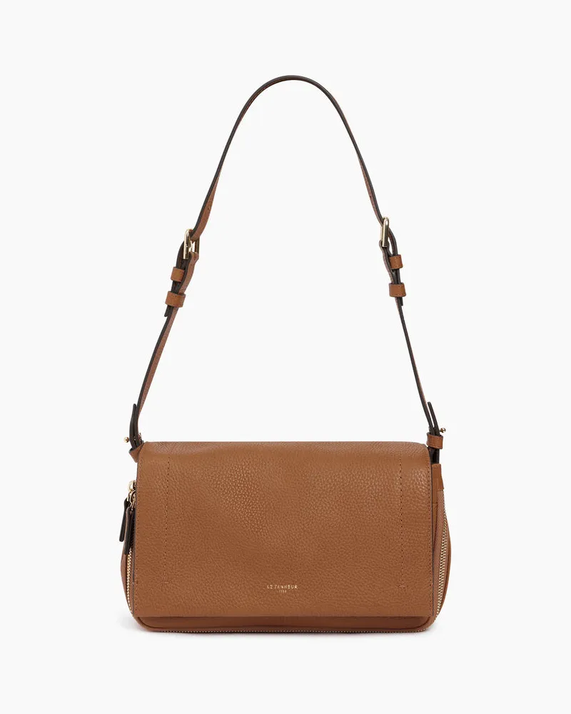 Le Tanneur Kleine Umhängetasche Aurore aus genarbtem Leder Brown