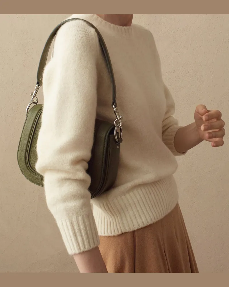 Le Tanneur Mittelgroße Umhängetasche Ella aus genarbtem Leder Green