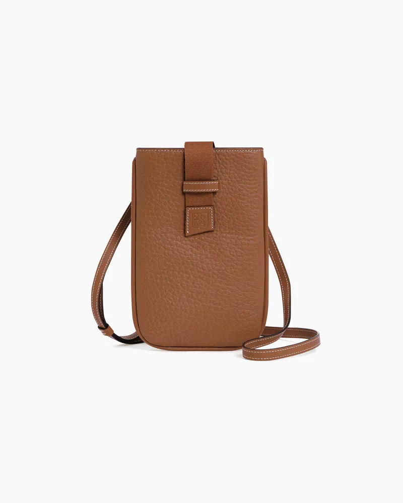 Le Tanneur Handytasche Noah aus Büffelnarbenleder und Glattleder Brown