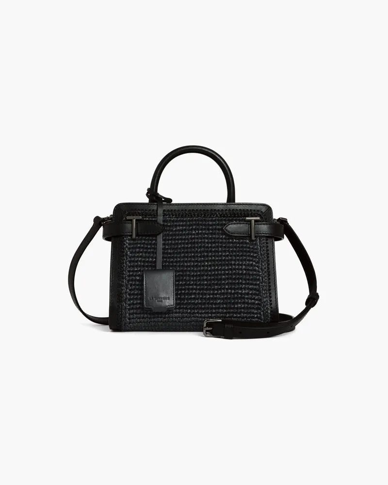 Le Tanneur Kleine Handtasche Emilie aus Glattleder in Raffia-Optik Black