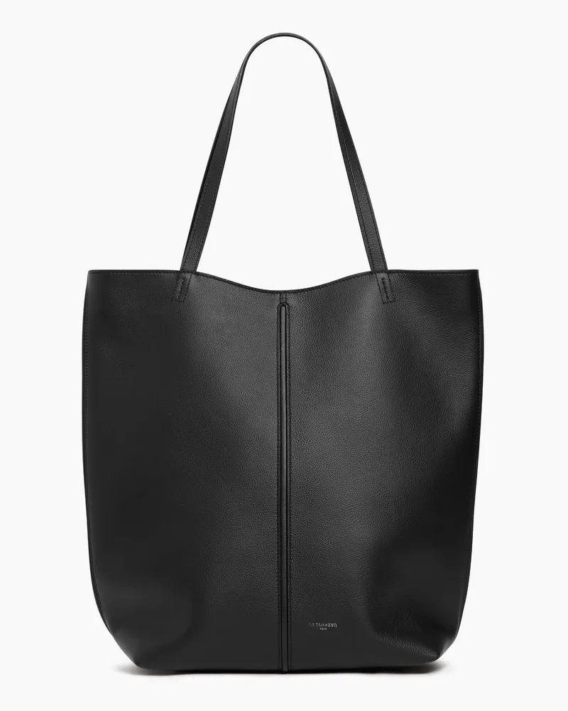 Le Tanneur Mittelgroße Cabas-Tasche Hortense aus doppelseitig genarbtem Leder Schwarz