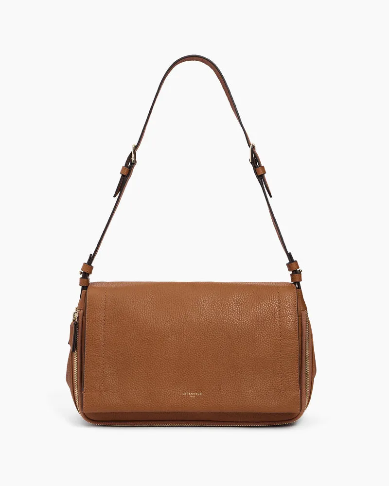 Le Tanneur Mittelgroße Umhängetasche Aurore aus genarbtem Leder Brown