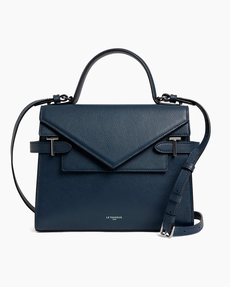 Le Tanneur Mittelgroße Handtasche Emilie aus genarbtem Leder mit Doppelklappe Blue
