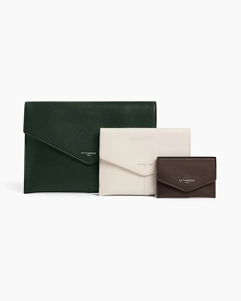 Le Tanneur Clutch-Trio Paulette aus Glattleder Grün