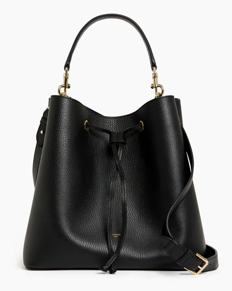 Le Tanneur Große Bucket Bag Louise aus genarbtem Leder Black