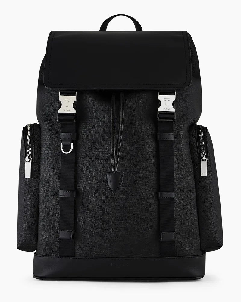 Le Tanneur Rucksack Maurice aus beschichtetem Canvas mit Klappe Black