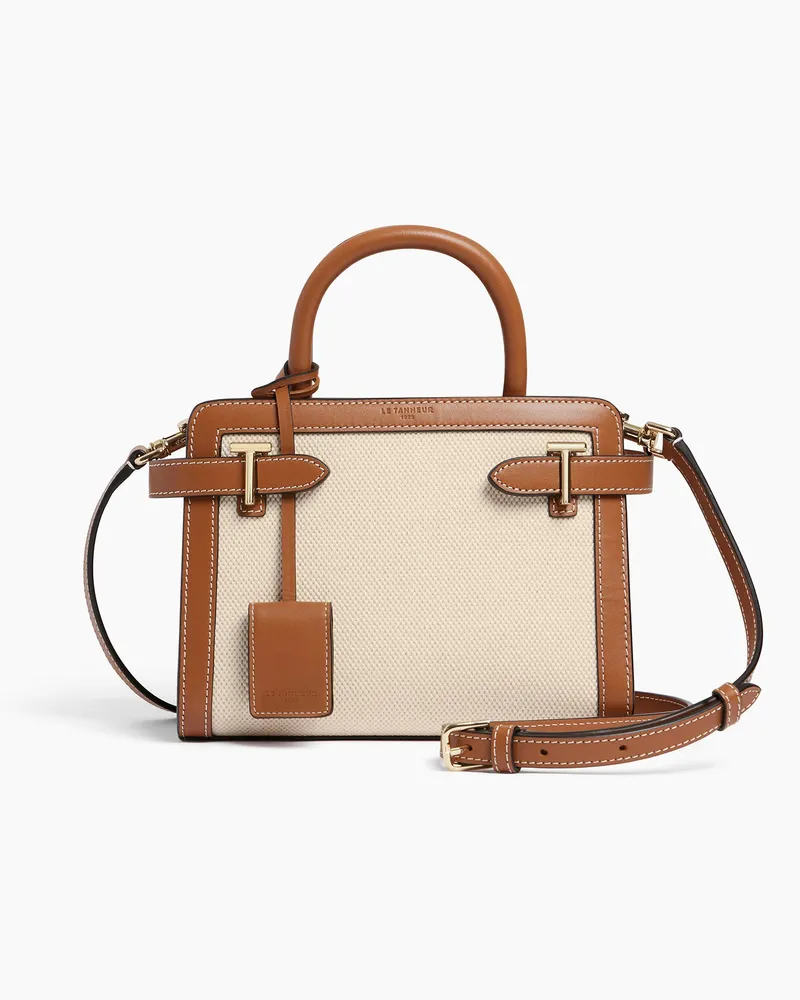 Le Tanneur Kleine Handtasche Emilie aus Baumwollcanvas und Glattleder Brown