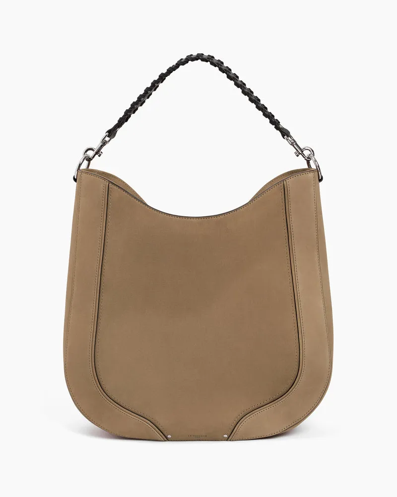 Le Tanneur Mittelgroße Hobo-Tasche Juliette aus Glattleder und Nubukleder Brown