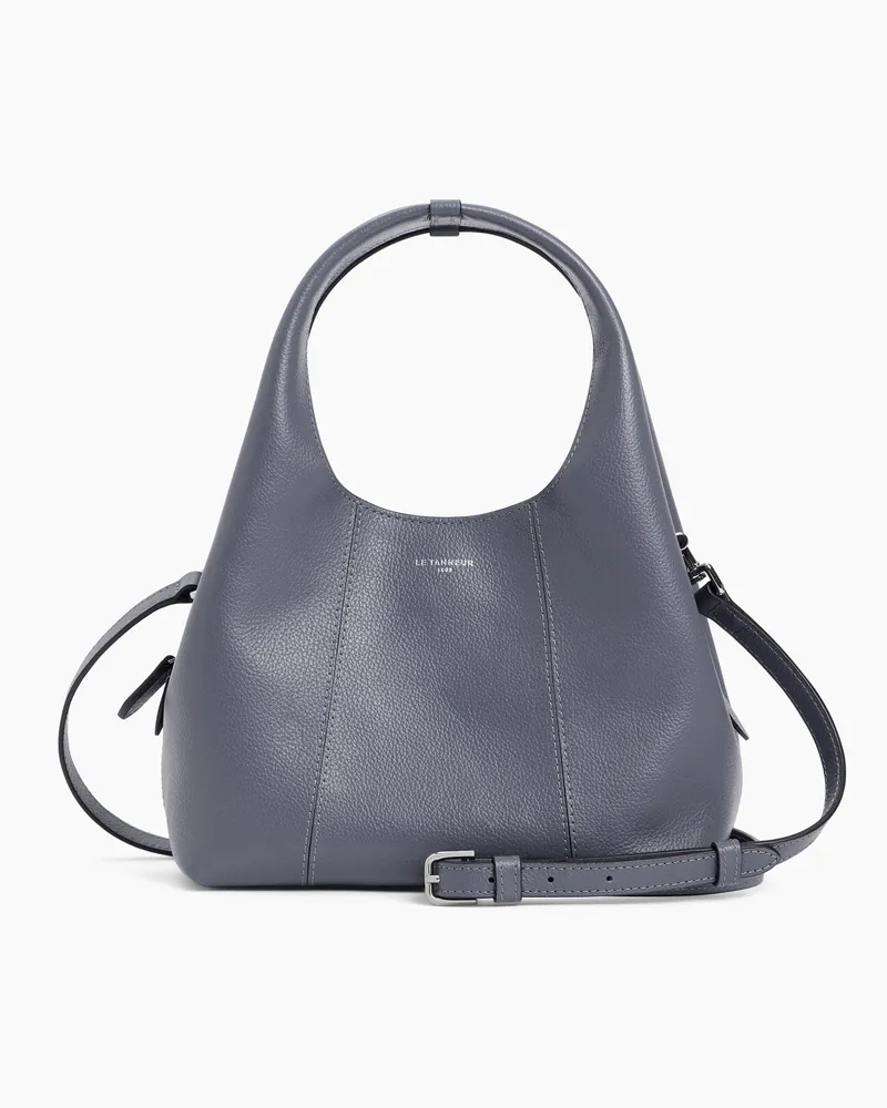 Le Tanneur Kleine Handtasche Juliette aus genarbtem Leder Stahlblau