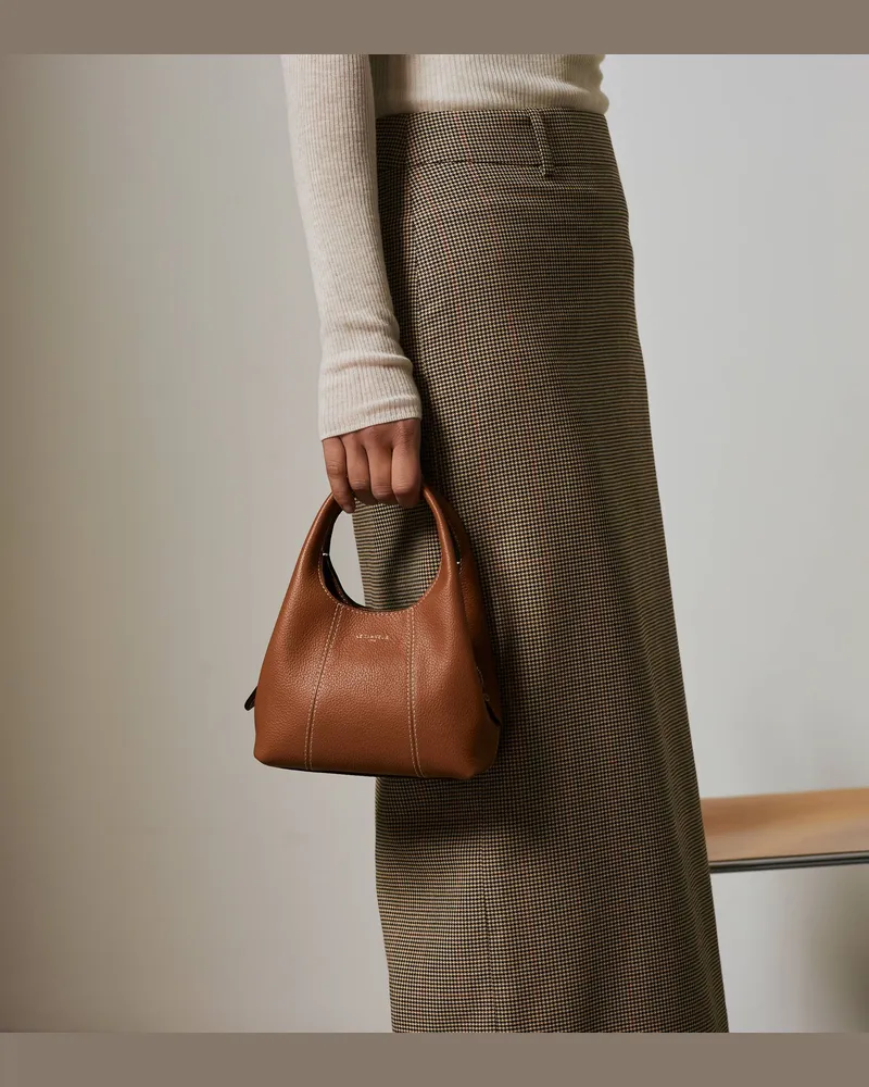 Le Tanneur Mini-Handtasche Juliette aus genarbtem Leder Brown