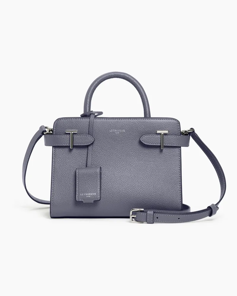 Le Tanneur Kleine Handtasche Emilie aus genarbtem Leder mit Trageriemen Stahlblau