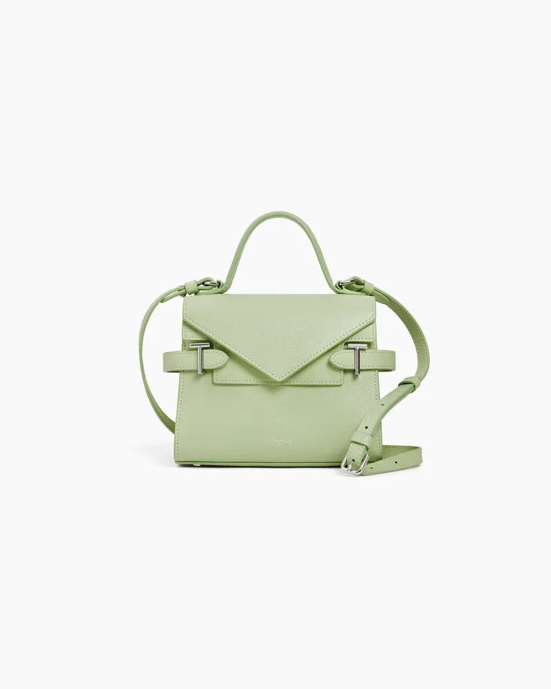 Le Tanneur Kleine Handtasche Emilie aus genarbtem Leder mit Doppelklappe Green