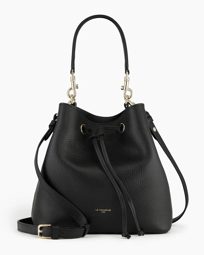 Le Tanneur Bucket Bag Louise aus genarbtem Leder Black