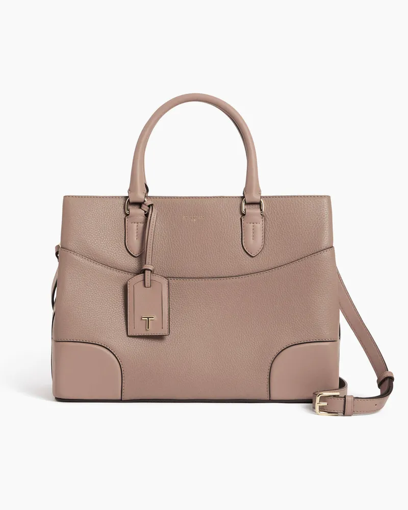 Le Tanneur Große Romy Handtasche aus genarbtem und glattem Leder Gray
