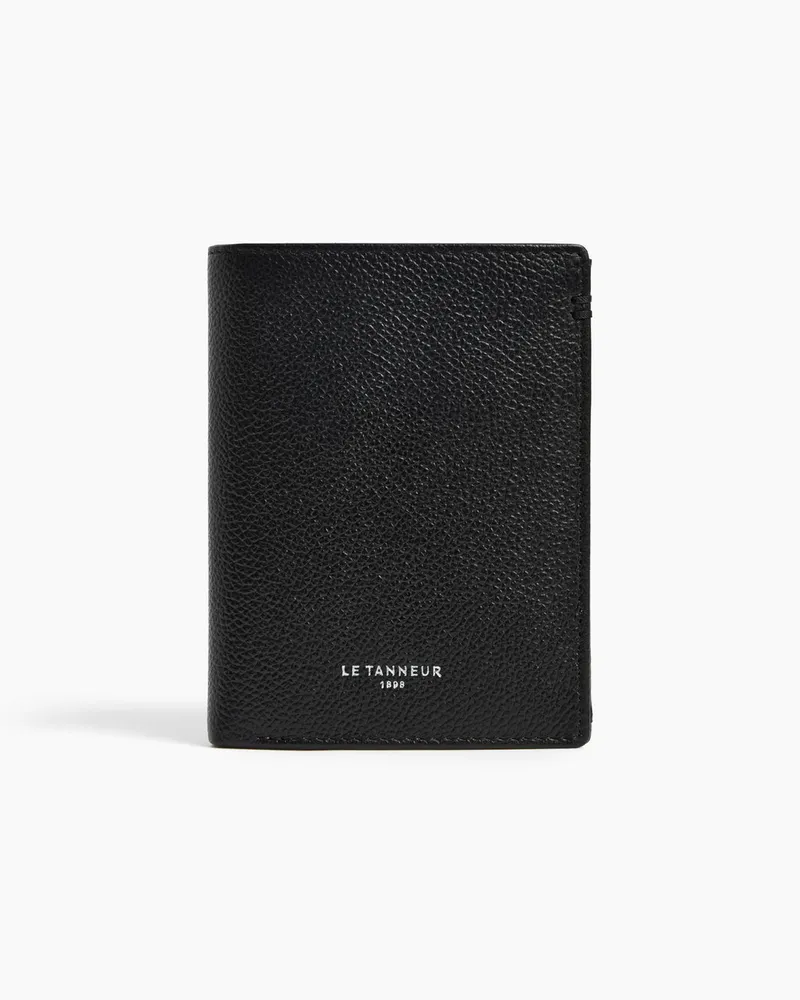 Le Tanneur Große Bifold-Brieftasche im Hochformat mit Reißverschluss Lucien aus genarbtem Leder Schwarz
