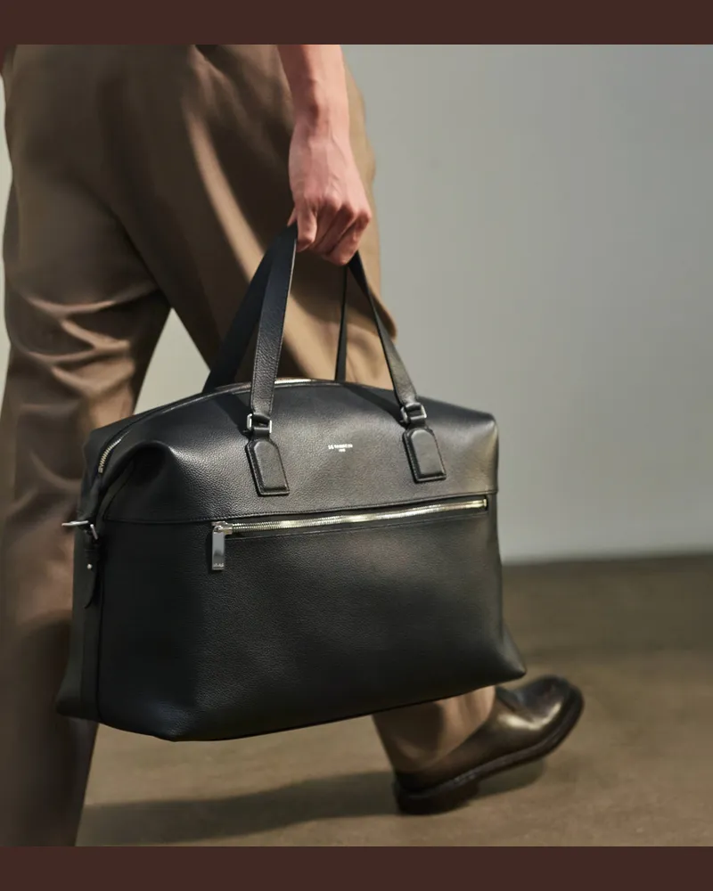 Le Tanneur 24-Stunden-Reisetasche Emile aus genarbtem Leder Schwarz