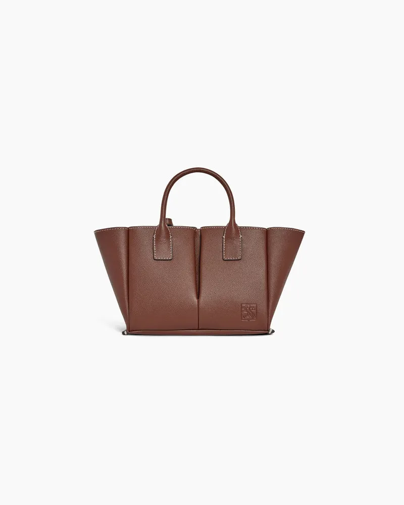 Le Tanneur Kleine Elena-Handtasche aus genarbtem Leder Brown