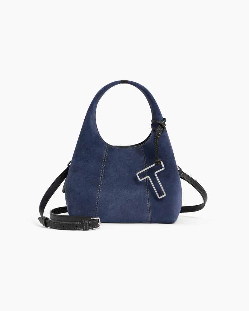 Le Tanneur Kleine Handtasche Juliette aus Wildleder in Denim-Optik Black