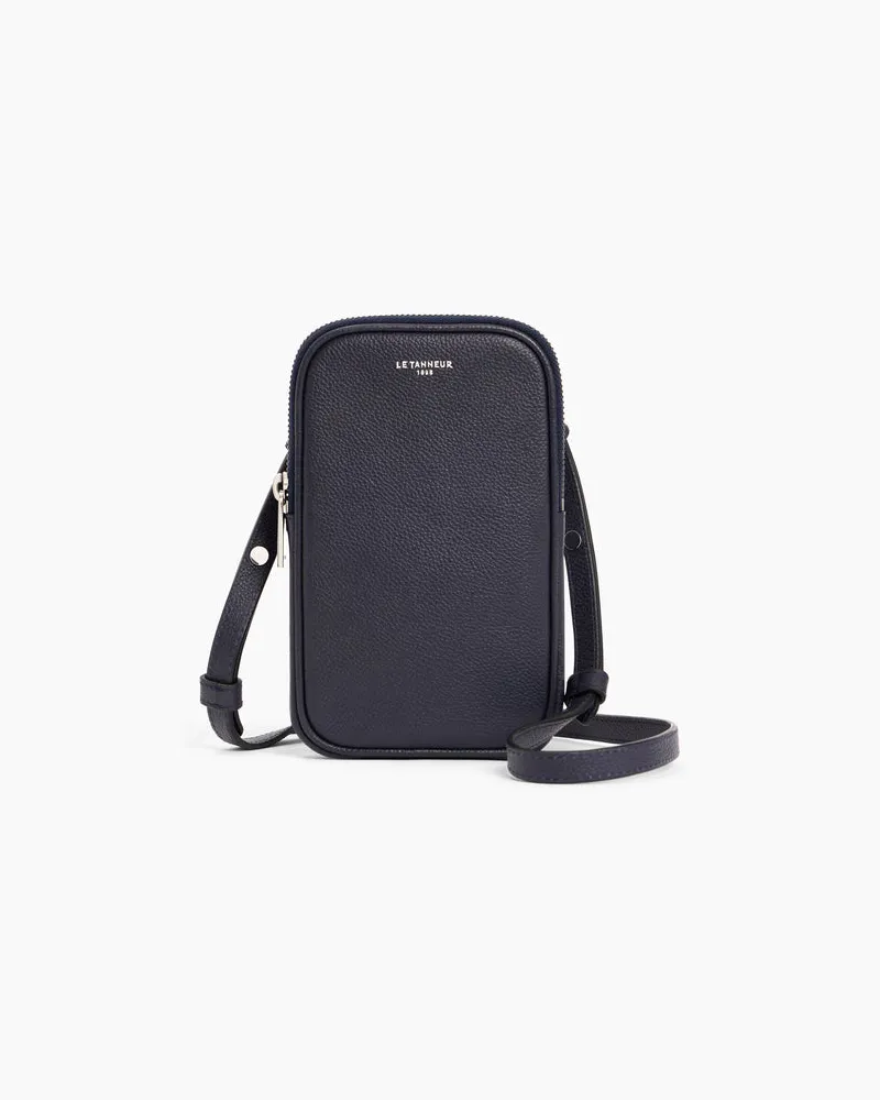 Le Tanneur Handytasche aus genarbtem Leder Blue