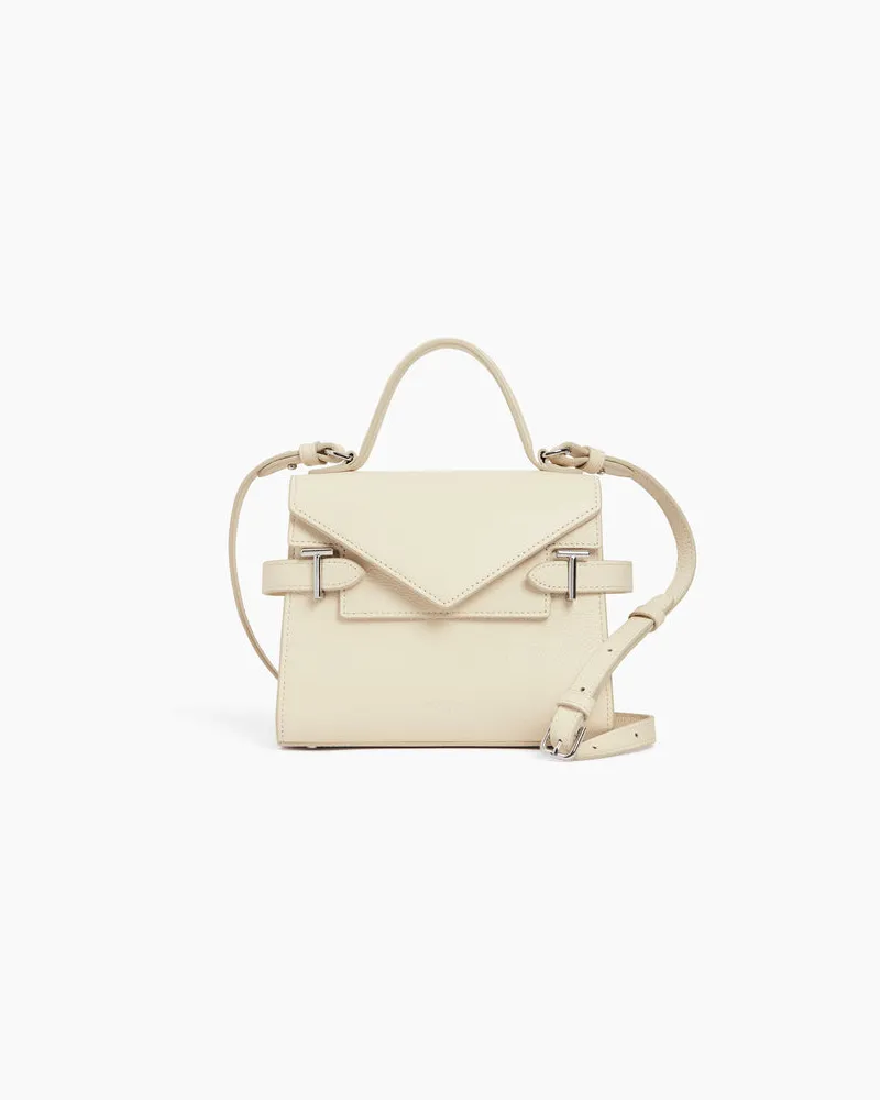 Le Tanneur Kleine Handtasche Emilie aus genarbtem Leder mit Doppelklappe White