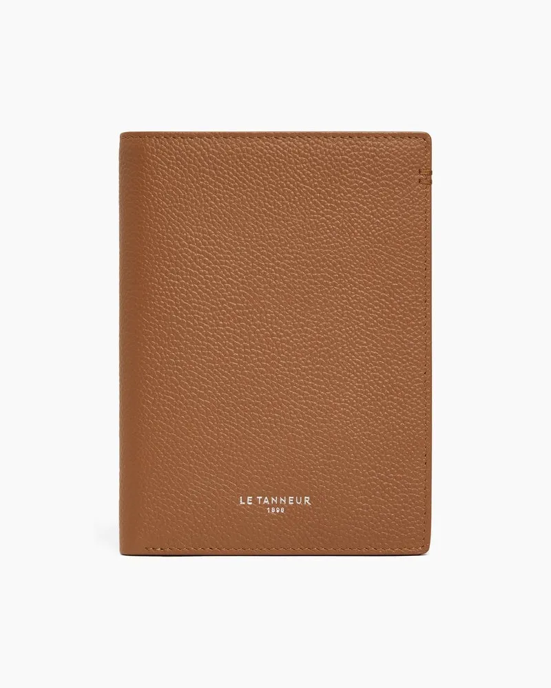 Le Tanneur Große Brieftasche im Hochformat mit Reißverschluss Lucien aus genarbtem Leder Tan