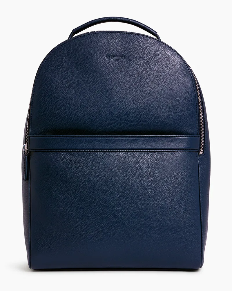 Le Tanneur Rucksack Charles mit Reißverschluss aus genarbtem Leder Blue