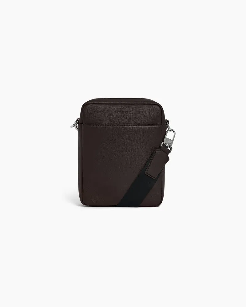 Le Tanneur Kleine Umhängetasche Marceau aus genarbtem Leder mit Reißverschluss Brown