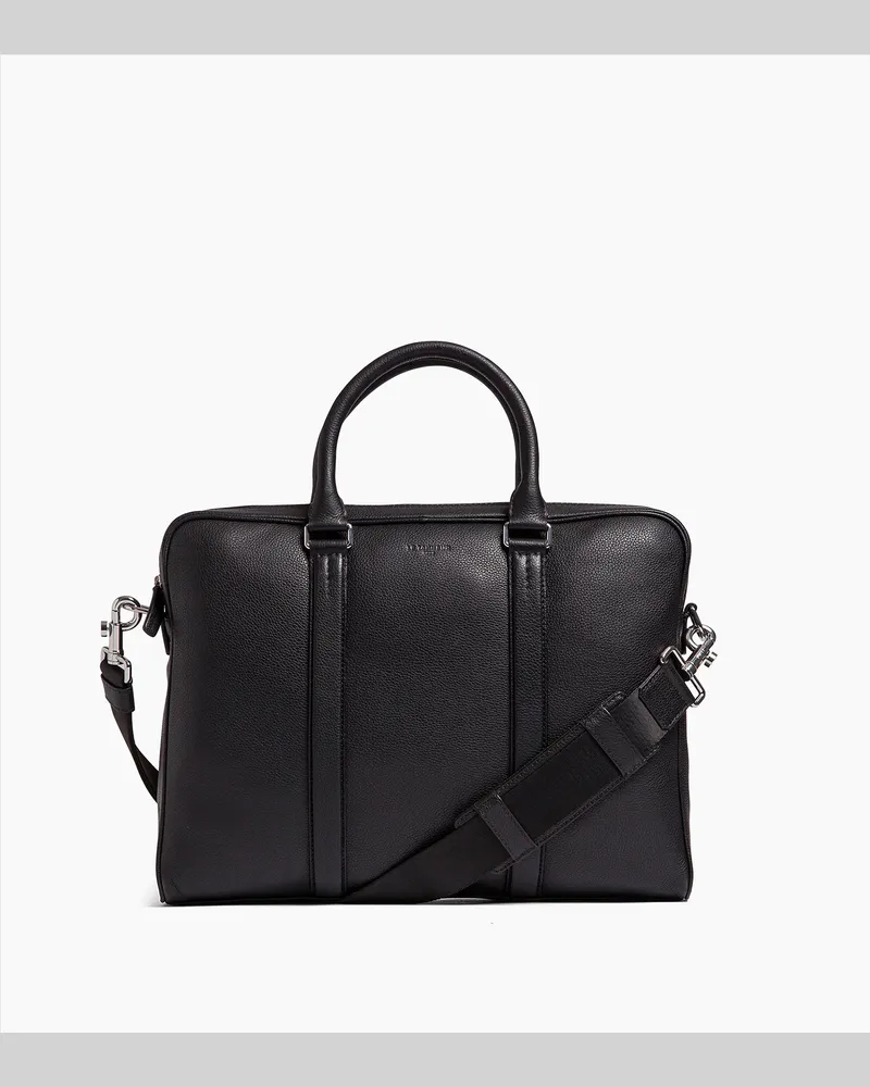 Le Tanneur 15" Charles Aktentasche aus genarbtem Leder kleines Modell Black