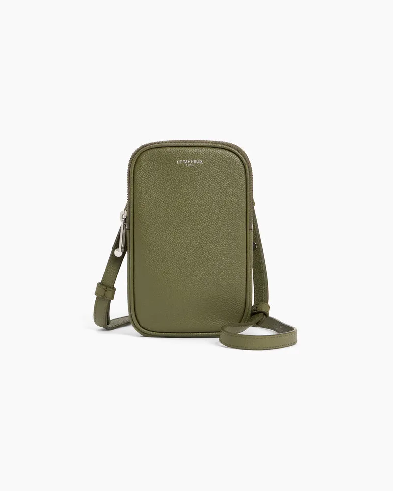 Le Tanneur Handytasche aus genarbtem Leder Green