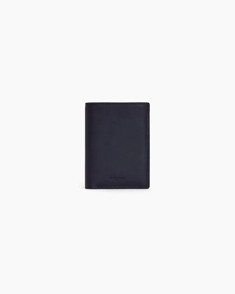 Le Tanneur Mittelgroße Faltgeldbörse Martin mit Reißverschluss Hochformat Glattleder Blue