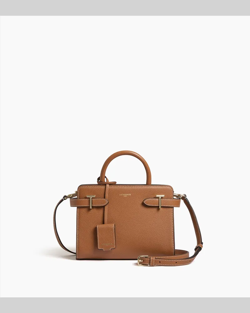 Le Tanneur Kleine Handtasche Emilie aus genarbtem Leder mit Trageriemen Brown