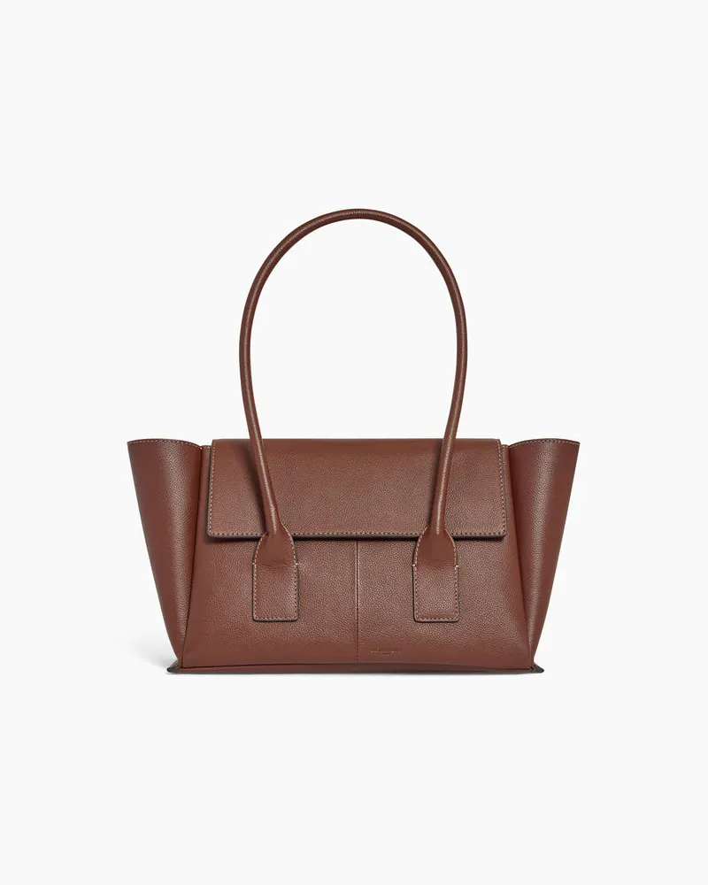 Le Tanneur Mittelgroße Tragetasche Elena mit Umschlag, aus genarbtem Leder Brown