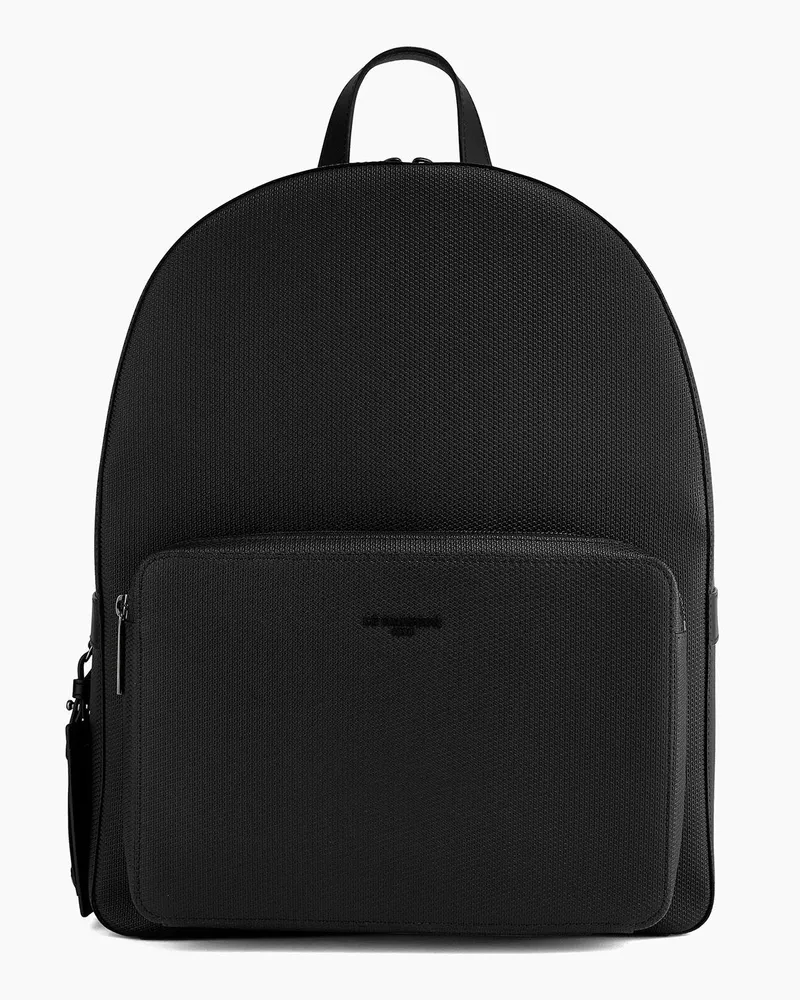 Le Tanneur Rucksack Emile aus monogrammiertem Leder Black