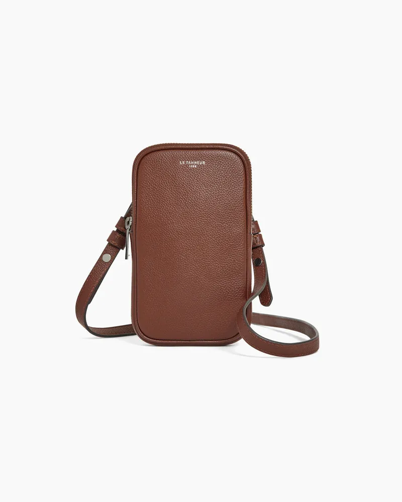 Le Tanneur Handytasche Emile aus genarbtem Leder Brown