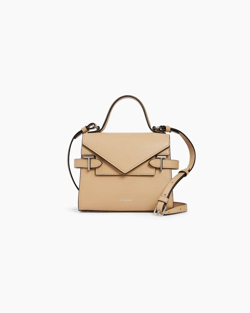 Le Tanneur Kleine Handtasche Emilie aus genarbtem Leder mit Doppelklappe Beige