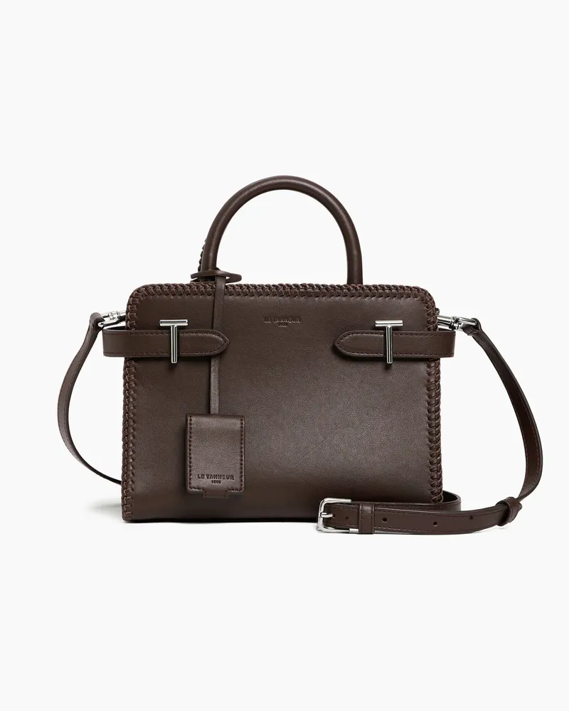 Le Tanneur Kleine Handtasche Emilie aus Glattleder mit Ziernähten Braun