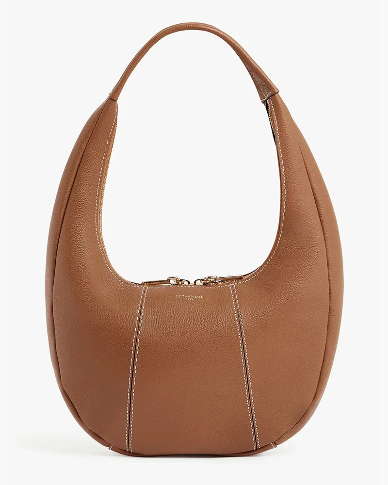 Le Tanneur Mittelgroße Hobo-Tasche Modell Juliette aus genarbtem Leder Brown