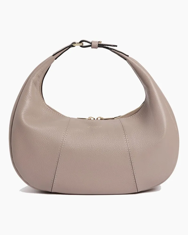 Le Tanneur Kleine Hobo-Tasche Juliette aus genarbtem Leder Fossilgrau