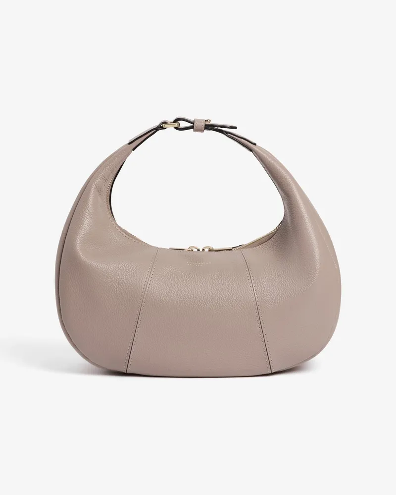 Le Tanneur Kleine Hobo-Tasche Juliette aus genarbtem Leder Fossilgrau