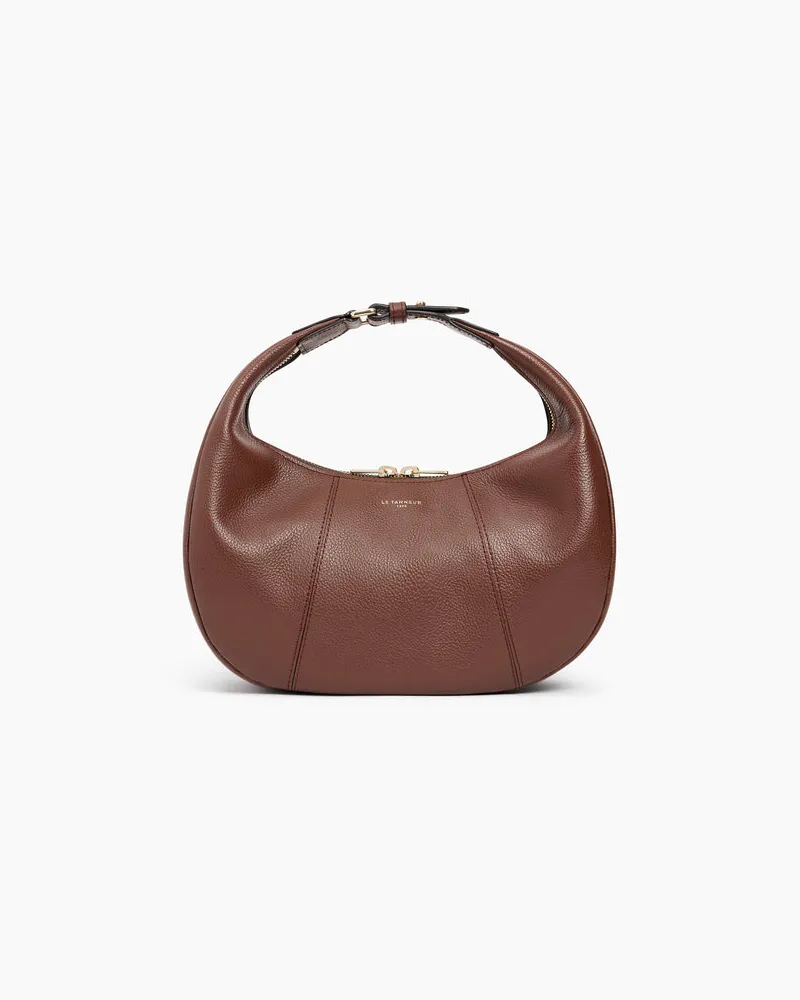 Le Tanneur Kleine Hobo-Tasche Juliette aus genarbtem Leder Brown