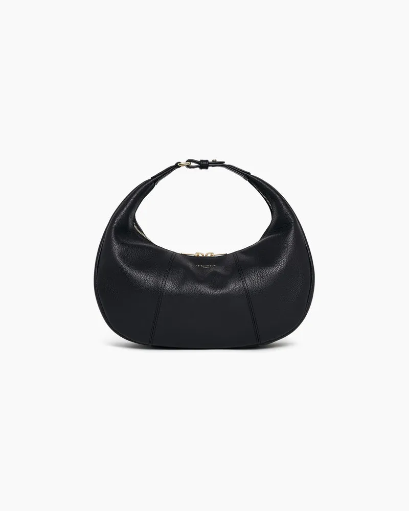 Le Tanneur Kleine Hobo-Tasche Juliette aus genarbtem Leder Black