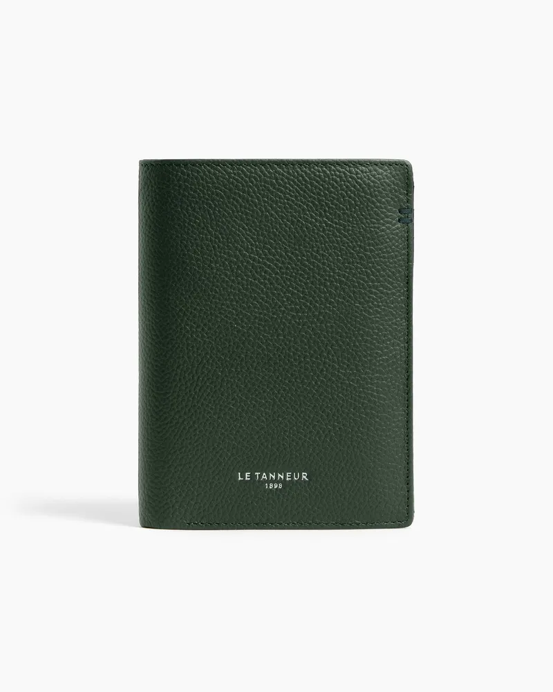 Le Tanneur Kleine Bifold-Brieftasche im Hochformat mit Reißverschluss Lucien aus genarbtem Leder Grün